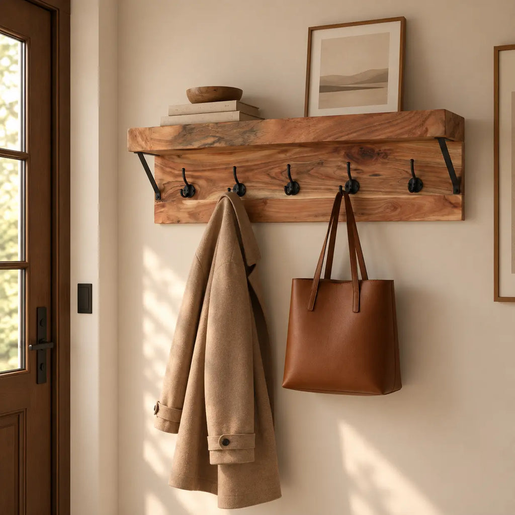Porte-Manteau Mural Bois Massif