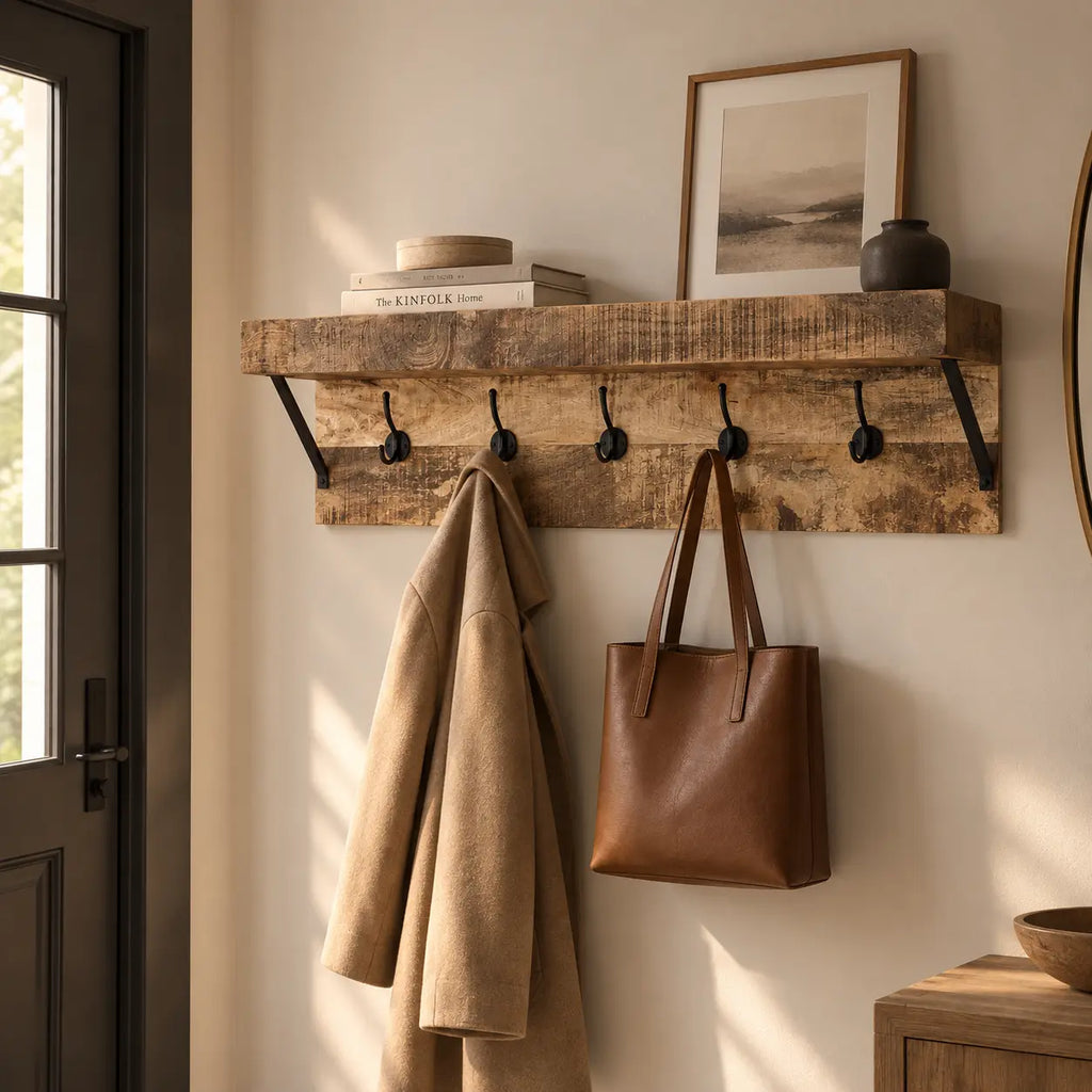 Porte-Manteau Mural Bois Massif