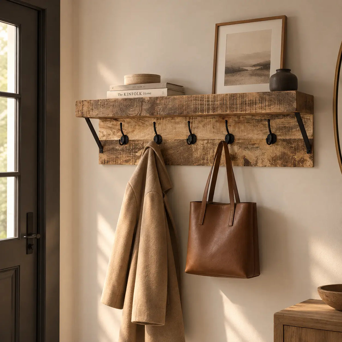 Porte-Manteau Mural Bois Massif
