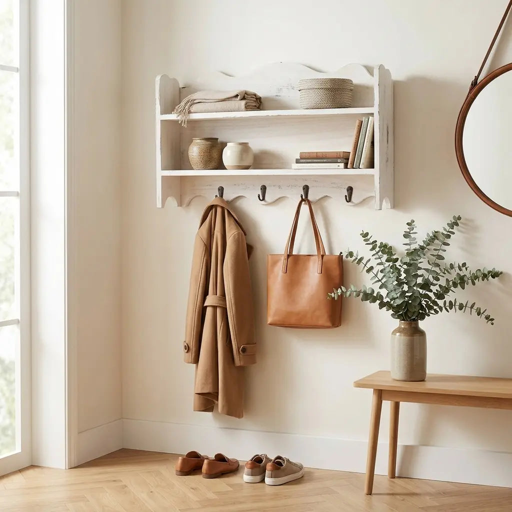 Porte-Manteau Mural Bois Blanc