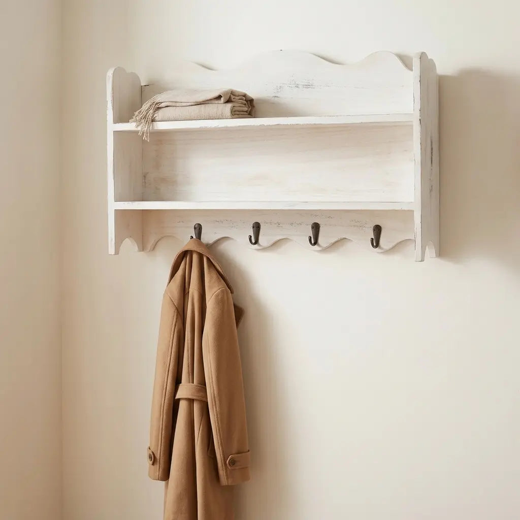 Porte-Manteau Mural Bois Blanc