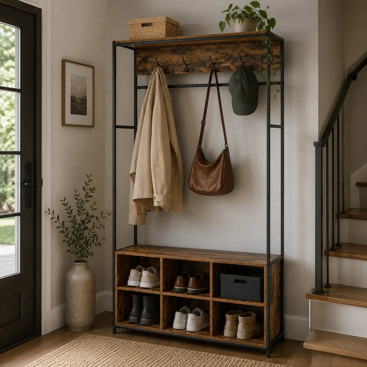 Porte-Manteau avec Banc à Chaussures