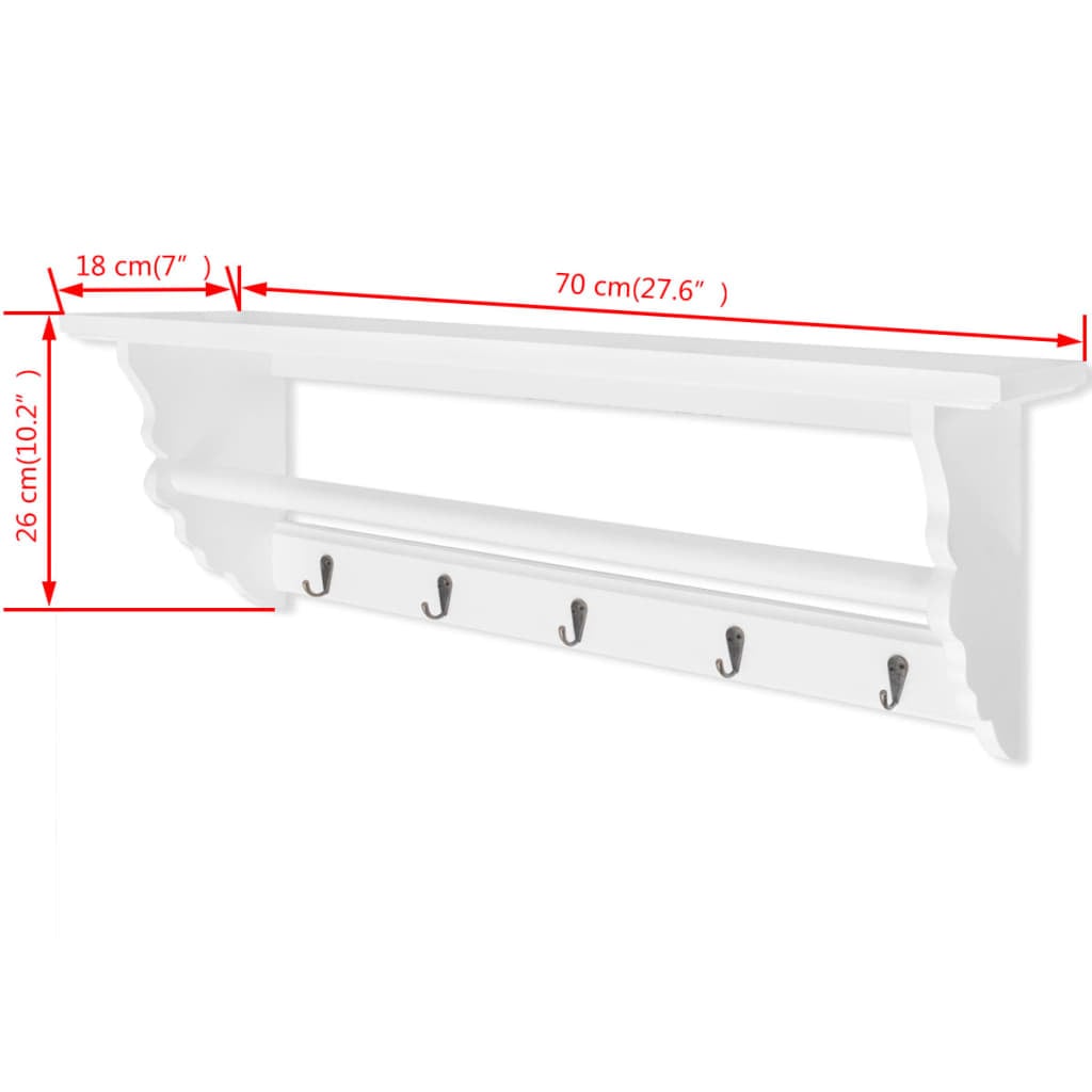 Porte-Manteau Mural Baroque Blanc