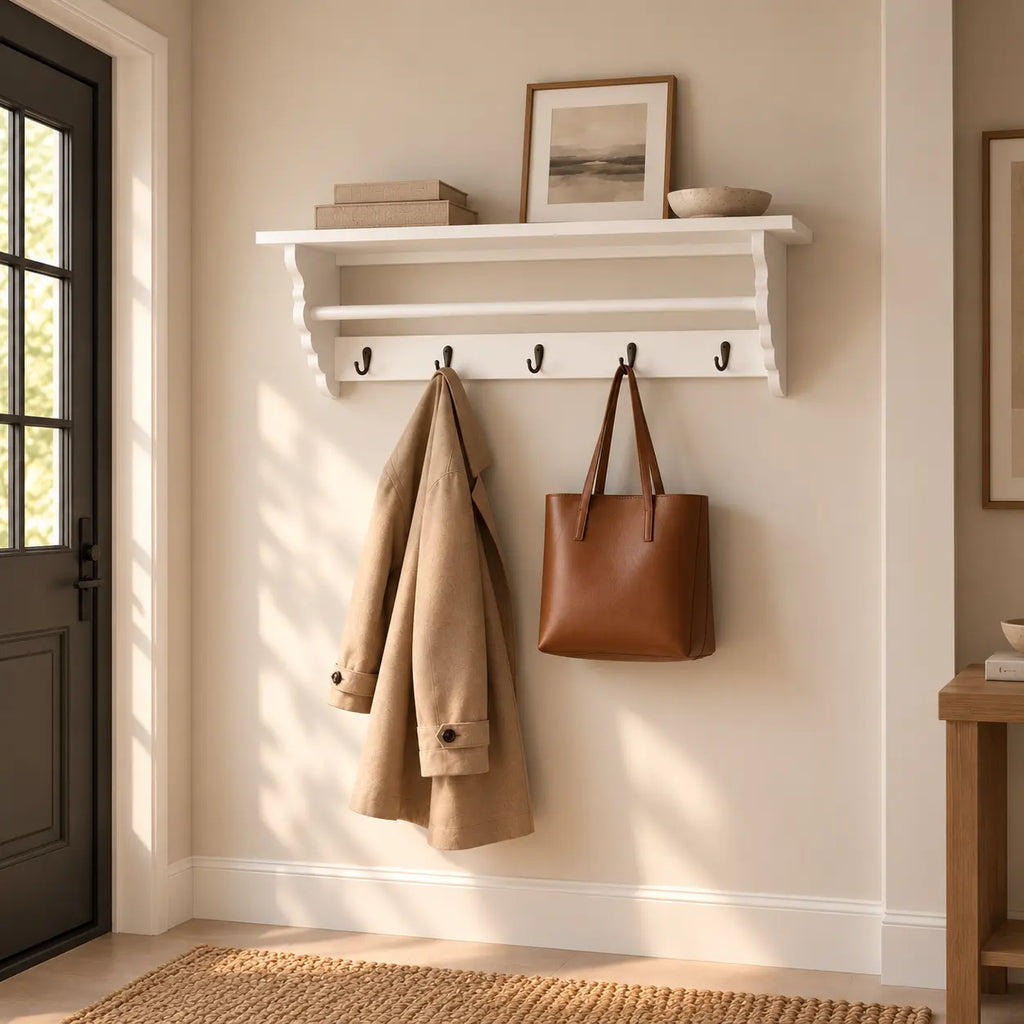 Porte-Manteau Mural Baroque Blanc