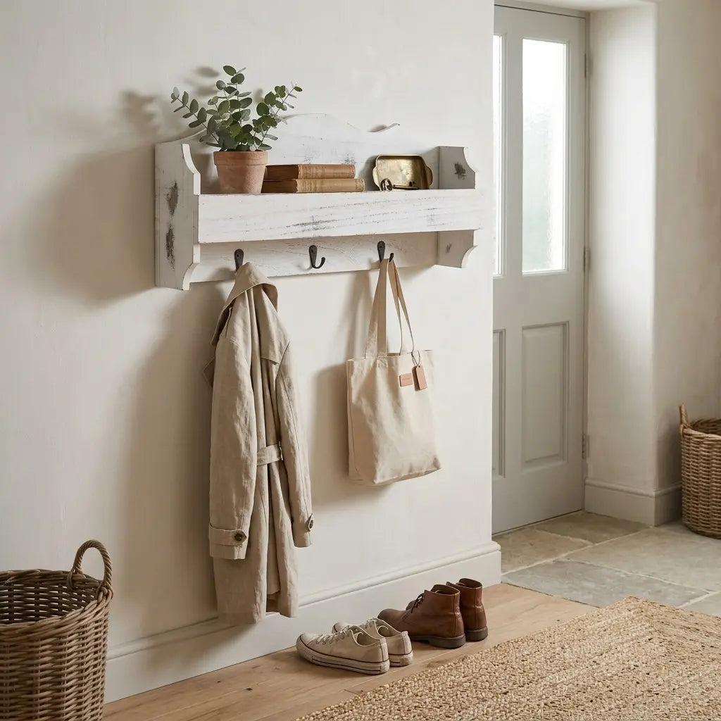 Porte-Manteau Mural Bois Blanc