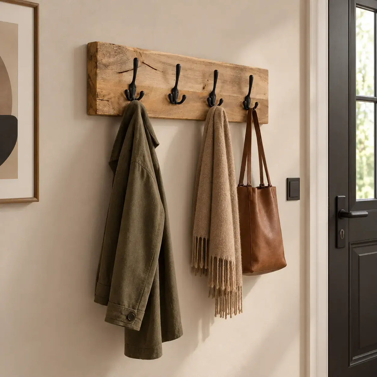 Porte-Manteau Mural Bois Massif
