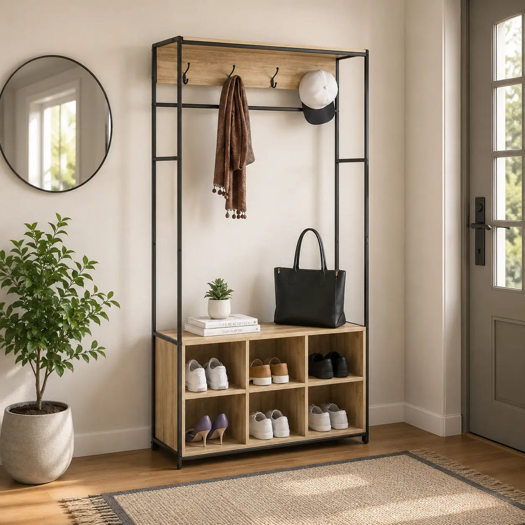 Porte-Manteau avec Banc à Chaussures