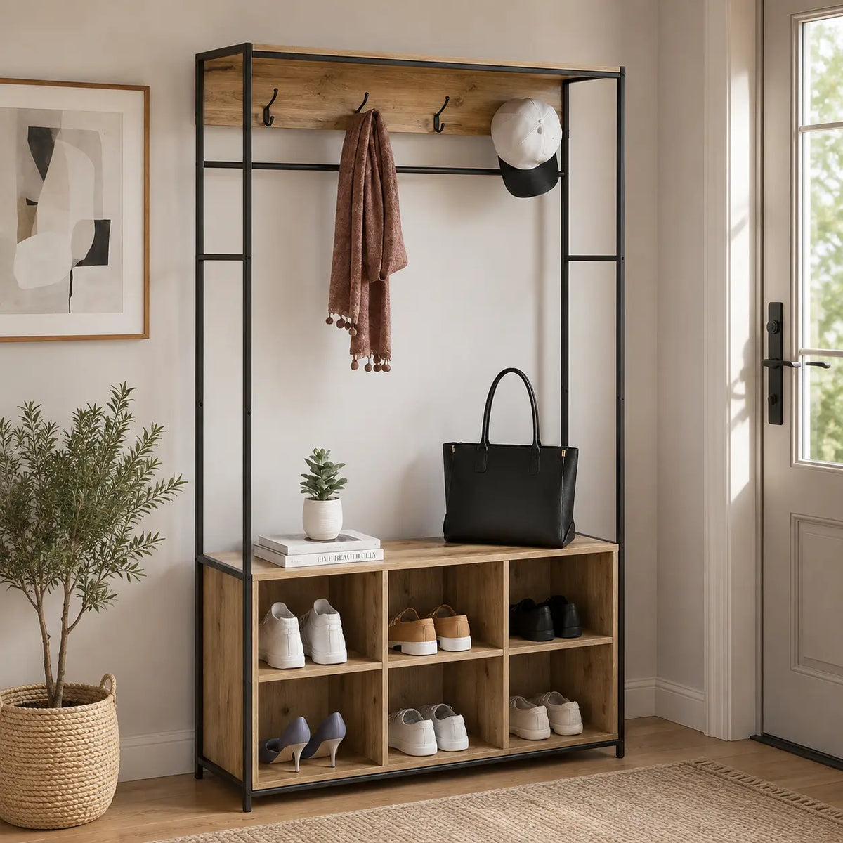Porte-Manteau avec Banc à Chaussures