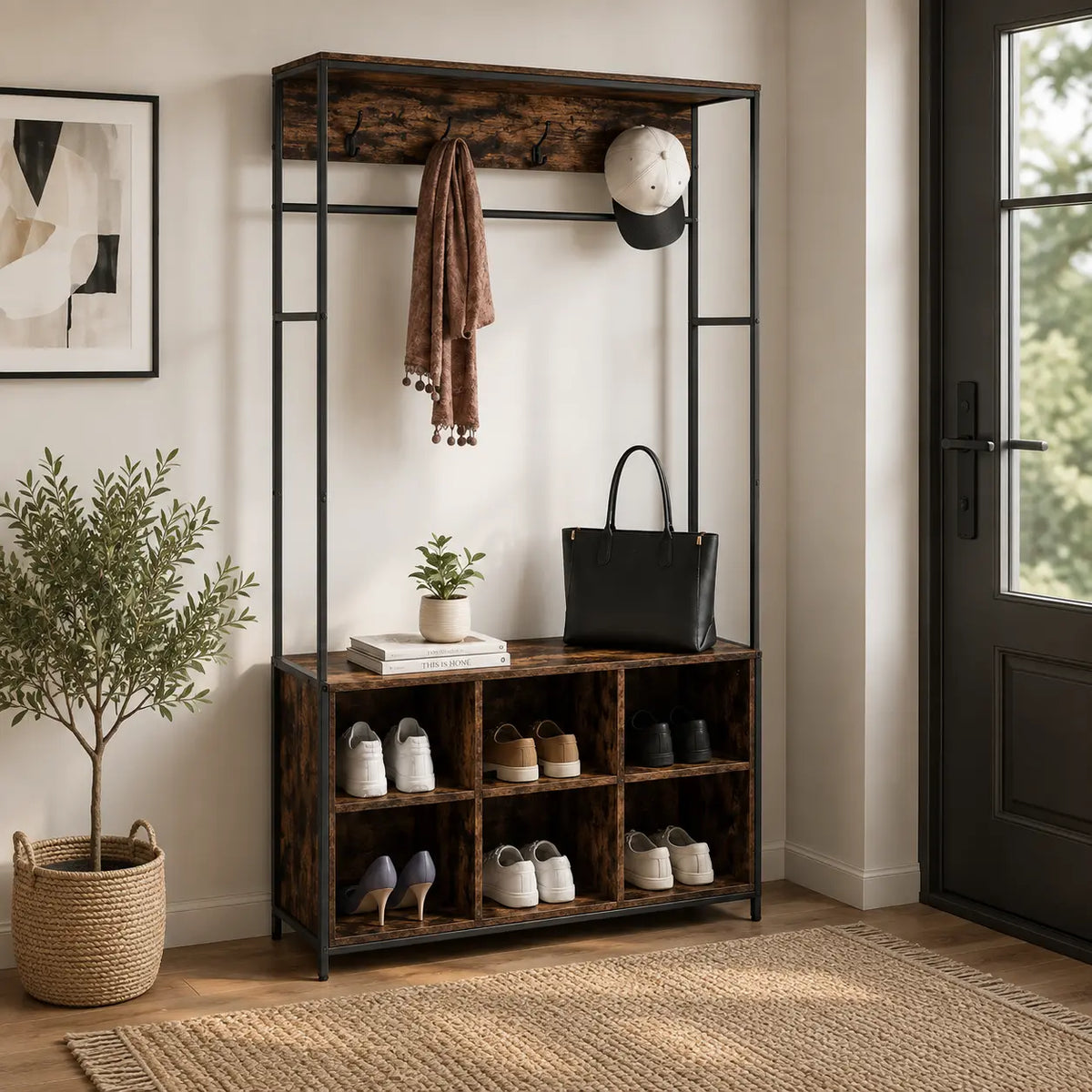 Porte-Manteau avec Banc à Chaussures